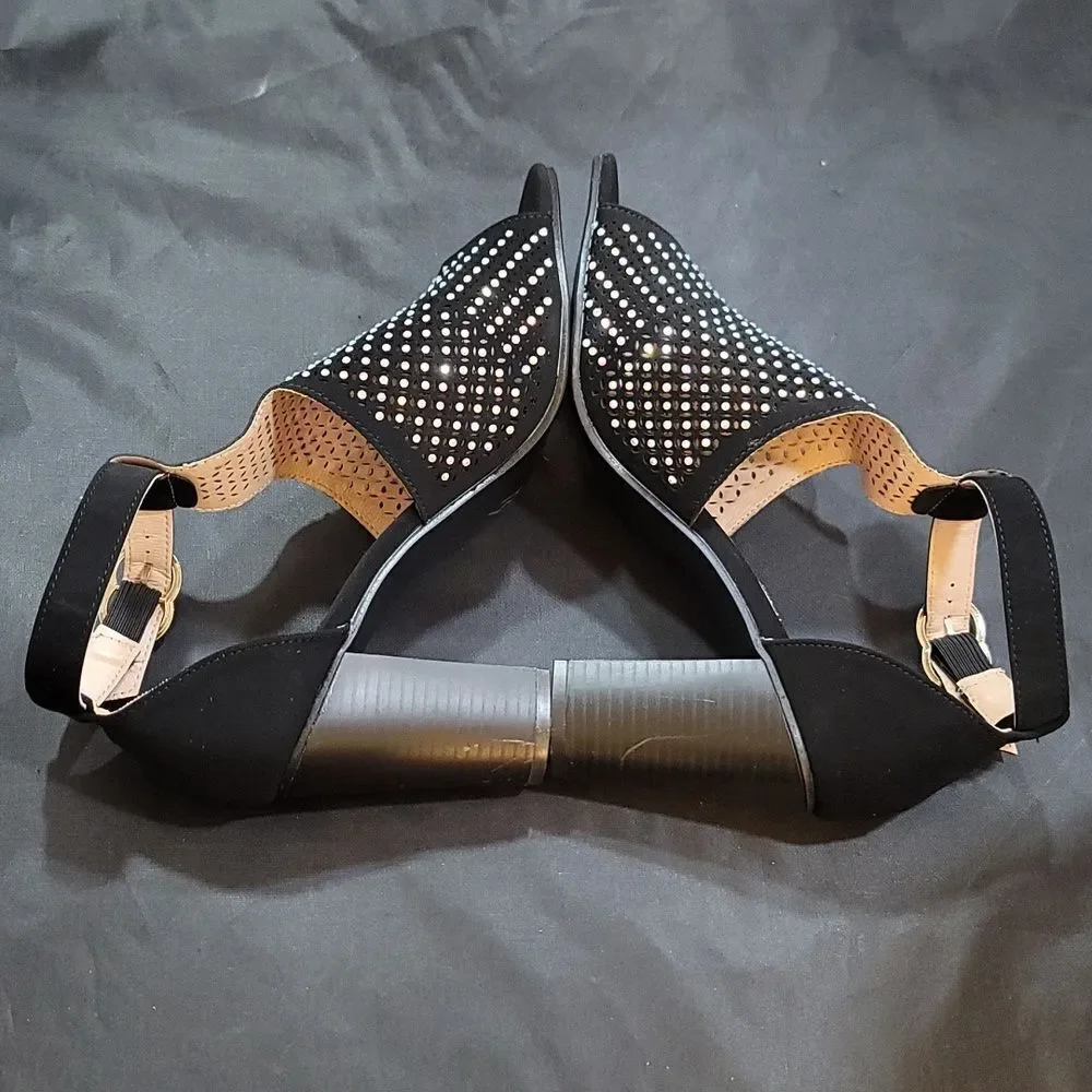 BRAND NEW FOREVER T-STRAP SHINY STUDDED EMBELLISHMENTS OPEN TOE BOOTIE